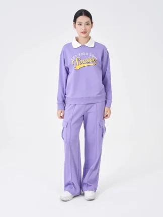 Áo Nỉ Nữ Phối Lá Cổ Dáng Relax