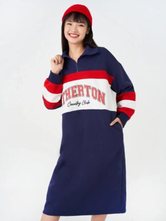 Váy liền nữ dáng dài, phối màu